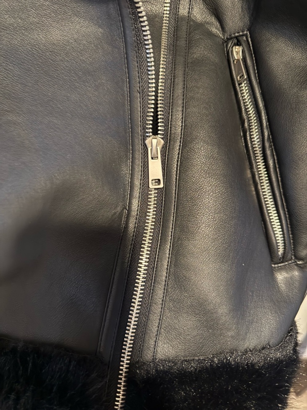 Windsor Black Leather Shearling-Trim Jacket - Picture 4 of 7
